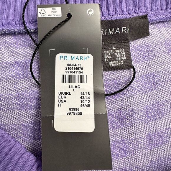 Primark Women's Check Gingham Knit Seamless Mini Skirt Purple White Large NWT - Picture 4 of 6